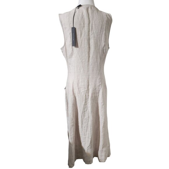 NWT Tahari Womens Linen Sleeveless Button-Front Midi Dress W/ Pockets Size 6 - Picture 3 of 6